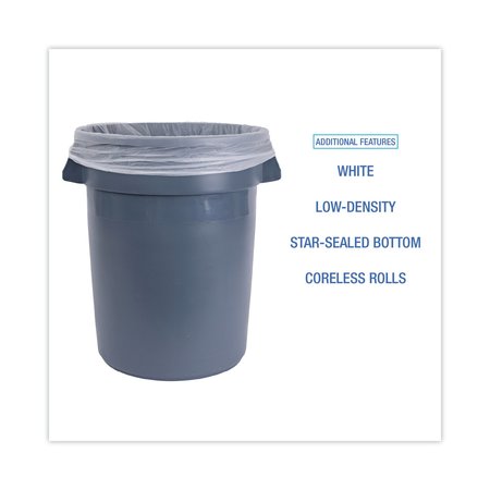 Boardwalk 33 gal Trash Bags, 33 in x 39 in, 0.6 mil, White, 150 PK BWK512